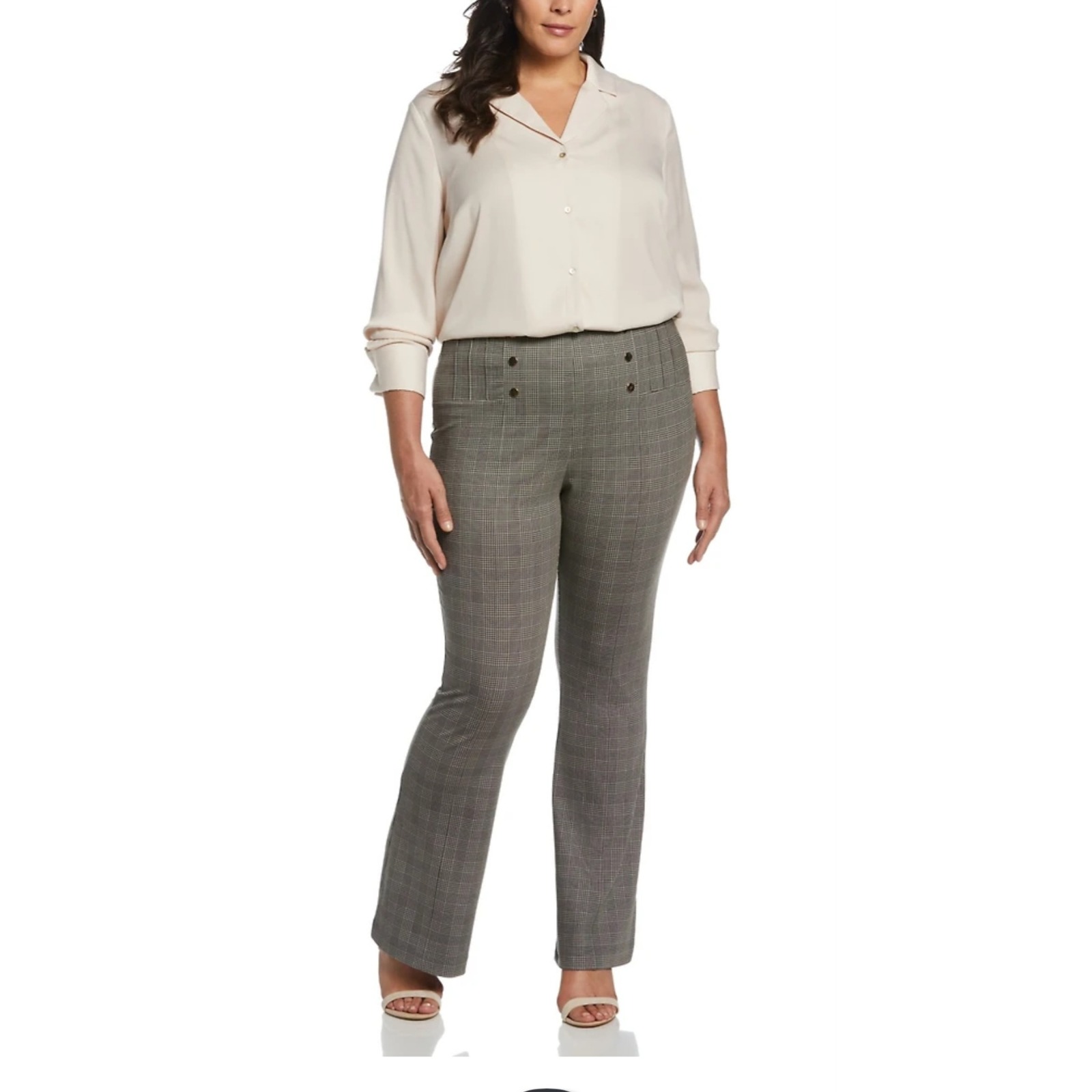 Ella Rafaella Plaid Sailor Pants 12p Grey Flare High Waist Career Dark Academia